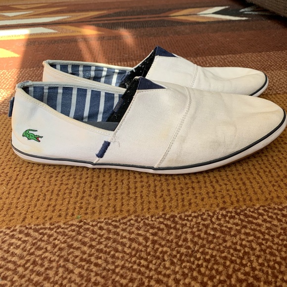 Lacoste White Canvas Shoes for Men